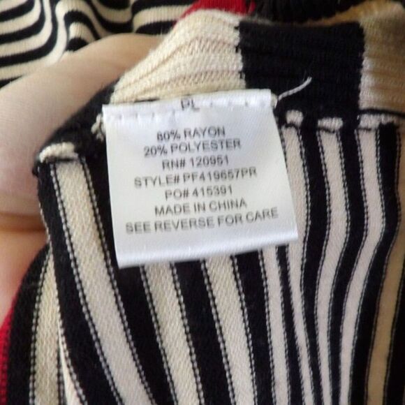 Pink Rose Dress Womens size PL Stripe cream black red Soft Midi Sweater - Picture 8 of 9